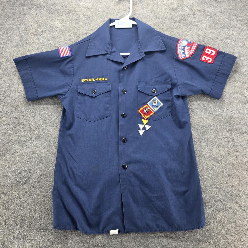 Boy Scouts of America Cub Scouts Shirt Youth Large Navy Uniform Patches Made USA